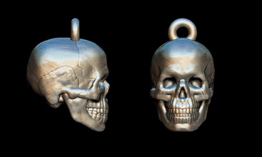 crâne charme bijoux pendentif argent pendentifs imprimable animal squelette miniature jouet porte clés monstre créature préscolaire activité horreur terreur skul 3d print model - Mito3D