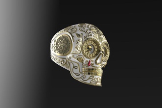 crânio chicano anel jóias luxo ouro a decoração printable cabeça o símbolo animais de esqueleto silhueta brilhando osso 3dprint anéis 3d print model - Mito3D