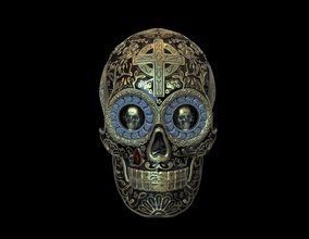crânio chicano cabeça escultura humano corpo estátua cara helloween mexica 3dprint cnc arte esculturas 3d print model - Mito3D