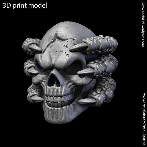 skull claw vol1 bas relief jewel jewellery biker punk jewelri pendant fashion wall decoration interior sculpture art halloween horror ghost dragon nails monster claws house decor 3D print model - Mito3D