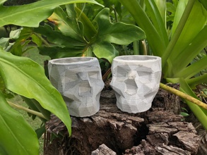 skull concrete pot mold art sculpture 3dprinting 3dmodel 3d plants planter cactus sculptures printable statue 3d print model - Mito3D