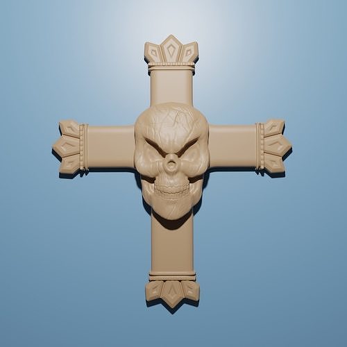 skull cross 3d stl model cnc router engraver relief aspire cncfiles files jesus crucifix religiou object house decor 3D print model - Mito3D