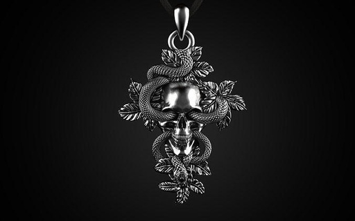 skull cross flowers snake pendant necklace flower ring skeleton head character jewelry human gold jewellery snakes medusa versace necklaces 3d print model - Mito3D