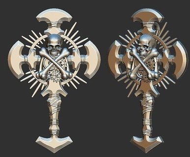 skull cross gear bone pendant necklace 3d print model gold jewelry silver printable pendants 3d print model - Mito3D