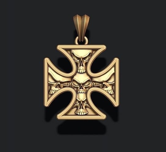 skull cross pendant biker bone jewel jewellery jewelry sculpt skul scul necklace gold silver squl cros qross qros cathedral skilet bayker pendants 3D print model - Mito3D