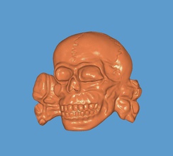 crânio ossos cruzados cabeça morte alemão nazista ww2 regalia guerra ss waffen passatempo faça 3d print model - Mito3D