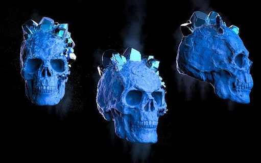 Schädel Kristall Frost Knochen Schmuck gefrostet Eis Charakter Kopf Skelett gefroren kalt eisig vereist Schnee Anatomie Helm Halloween Kunst Skulpturen 3d print model - Mito3D