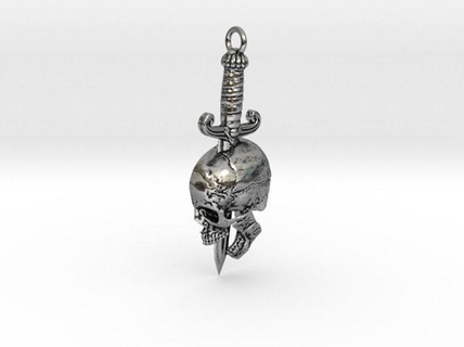 cranio pugnale pendente collana fascino gioielleria braccialetto argento ciondoli 3d print model - Mito3D
