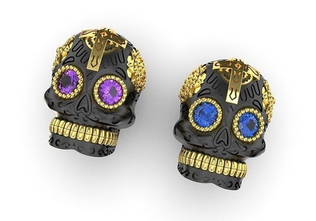skull death star cufflnks luxury jewelry gold sculpting cufflinks art deco engraving filigree emboss cuff man gold14kt skulls gifts halloween 3d print model - Mito3D