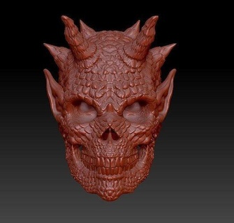 skull demon modelisation 3d models printable crane art 3d print model - Mito3D
