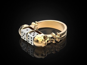 skull dice ring luxury jewelry print jewellery jewel golden fashion printing gold prototyping silver biker blackening rings design 3d print model - Mito3D