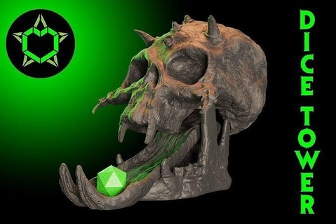 skull dice tower horror bone scary teeth dicetower dnd roleplaying skeleton head miniatures fantasy dungeons games toys 3d print model - Mito3D