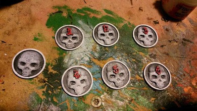 skull embossed game markers numbered 1 6 games-toys wargaming miniatures tokens skulls accessories games toys 3d print model - Mito3D