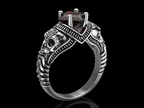 caveira anel de noivado 3 jóias imprimir 3dprinted printable anéis o design jóia a moda printabl impressão prototipagem prata motociclista skul engajamento 3d print model - Mito3D