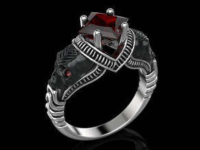 caveira anel de noivado 4 jóias imprimir 3dprinted printable anéis o design jóia a moda printabl impressão ouro prototipagem prata casamento motociclista crânio homem princesa 3d print model - Mito3D