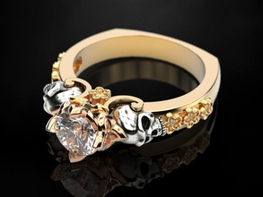 cranio anello di fidanzamento 7 gioielli moda donna stampa 3dprinted anelli il design gioiello d'oro printabl la oro prototipazione argento matrimonio biker 3d print model - Mito3D