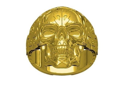 cráneo grabado anillo hombres joyería joya grabar plata antiguo Arte oro 3d canalla diseño diamante compromiso Boda Moda personalizar anillos 3d print model - Mito3D