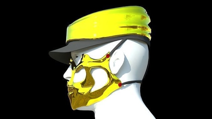 schädel gesicht maske gold golden kapuzenpullover deckel mode higgs skelton helm 3d print model - Mito3D