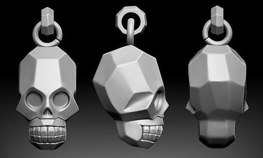 skull faceted pendant bone head human skeleton stylized styled face polygon lowpoly diamond box jewelry pendants 3d print model - Mito3D