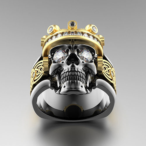 cranio moda squillare 0204 oro argento platino gioielleria anelli diamante testa scheletro stampabile Stampa pronto 3d prototipo modello gemma stl 3D print model - Mito3D