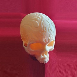 cranio femmina fiammeggiante anatomia testa osso arredamento umano scheletro denti carattere arte sculture 3d print model - Mito3D