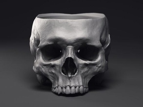 crânio flor panela imprimível 3d modelo horror anatomia arte osso humano grave bruxas assustador plantar morte esqueleto lápide morto corpo esculturas 3d print model - Mito3D