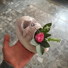 skull flowerpot flower rose art floral pot decoration plant houseware deco general decor goth house 3d print model - Mito3D