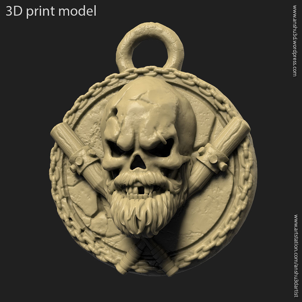 crâne pendentif bijoux bandit vol3 motard biologique humain cavalier loi collier hommes continue européen moto gars barbe moustache dur cuire bijou pendentifs 3D print model - Mito3D