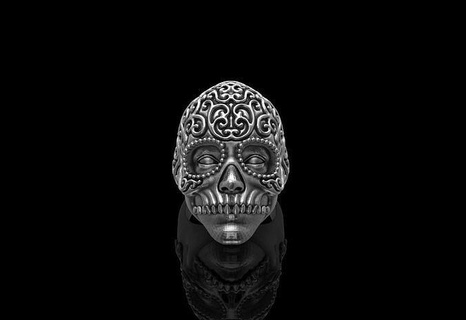 skull halloween ring art design jewerly 3djewerly 3dmodel ringskull skullhalloween ringhuman jewerlyring skullhuman 3ddesignt jewelry rings 3d print model - Mito3D