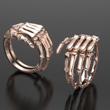 skull hand ring jewelry gold manring bones man men fashion jewellery printable rings 3d print model - Mito3D