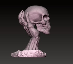 cráneo mano terror monstruo adorno arte esculturas 3d print model - Mito3D