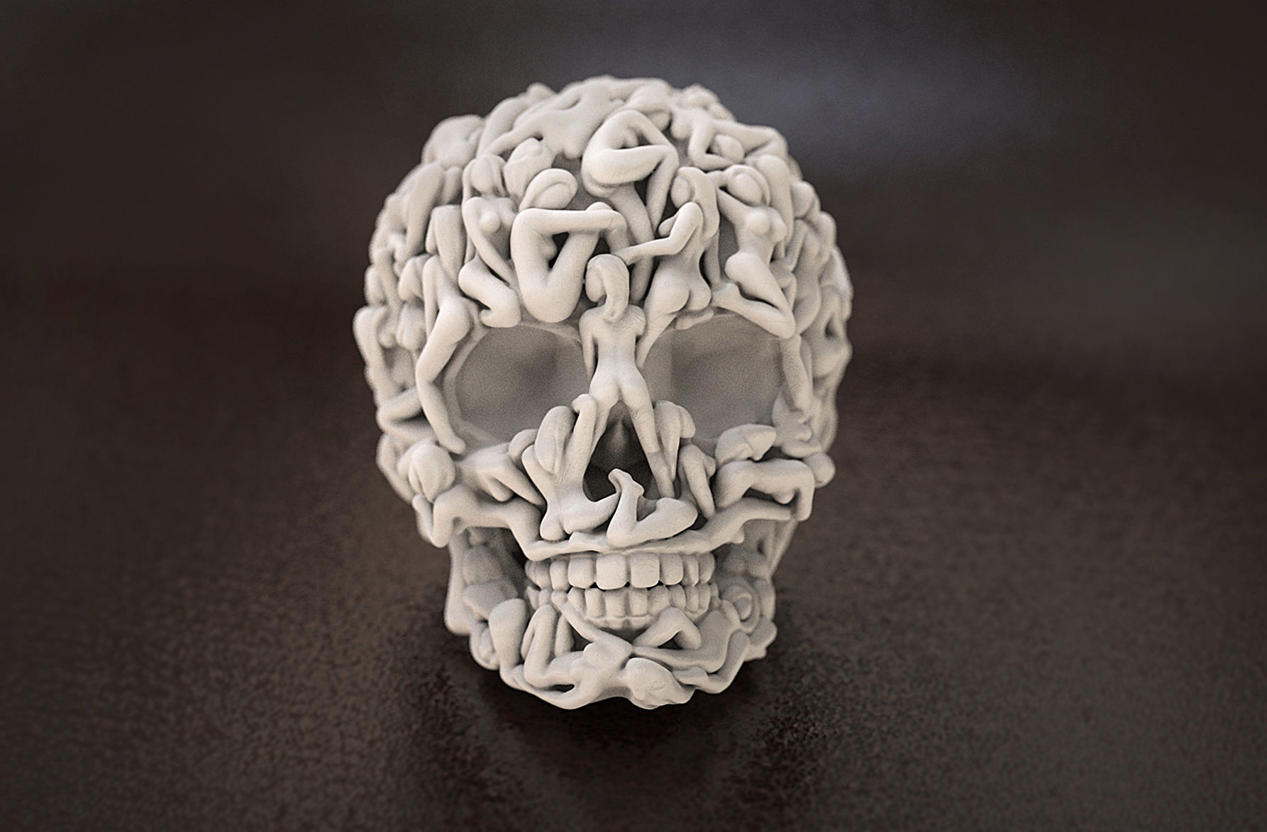 schädel kopf frauen körper knochen anatomie frau ring anhänger schmuck innere kerze griff kunst felsen druckbar skulptur erotisch salvador dali 3D print model - Mito3D