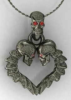 skull heart pendant jewelry pendant art hard skull skilet printable 3d heart pendants jewelry pendant  3d print model - Mito3D