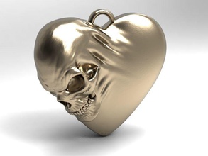 skull heart pendant keychain love jewelry print fashion art pendants 3d print model - Mito3D