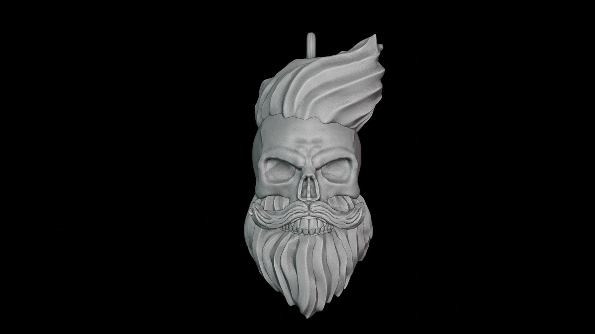 cranio fricchettone scultura arte buio miscelatore pendente gioielleria capelli barba cavo zbrush ciondoli 3D print model - Mito3D