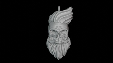 skull hipster sculpture art dark blender pendant jewelry hair beard hollow zbrush jewellry pendants 3d print model - Mito3D