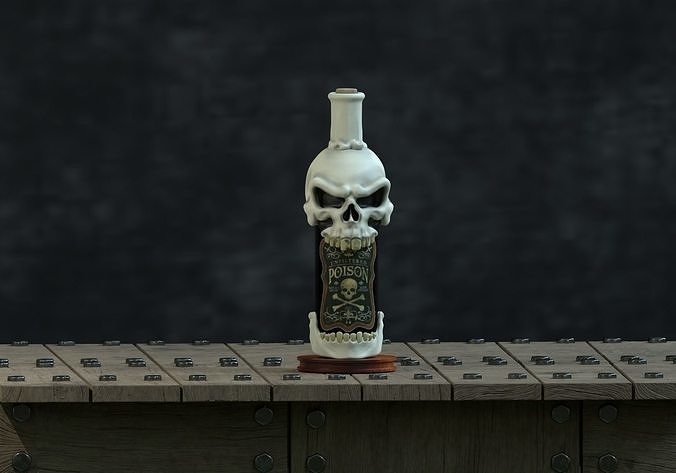 cranio titolare supporto bottiglie arredamento bottiglia scheletro decorazione vino tenere suporte osso Casa 3D print model - Mito3D