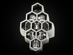 crâne rayon miel bague bijoux impression 3dprinted imprimable anneaux conception bijou d'or or prototypage argent motard noircissement 3d print model - Mito3D