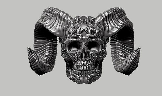 kafatası boynuz sanat tasarım a08 heykel kil büst ork karakter canavar uzay zırh şekil savaşçı fantezi heykeller boynuzu boynuzlama skullart tasarımı 3d print model - Mito3D