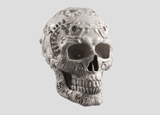 kafatası boynuz sanat tasarım a09 heykel kil büst ork karakter canavar uzay zırh şekil savaşçı fantezi heykeller boynuzu boynuzlama skullart tasarımı 3d print model - Mito3D