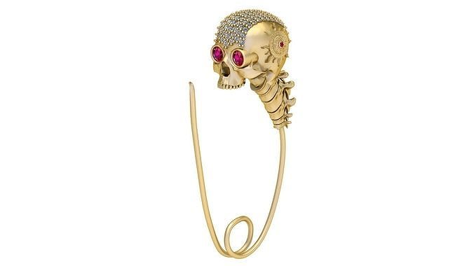 skull jewelry gold silver diamond jewellery printable jewel skeleton character bone fantasy necklace pendant earring earrings gothic gem 3D print model - Mito3D