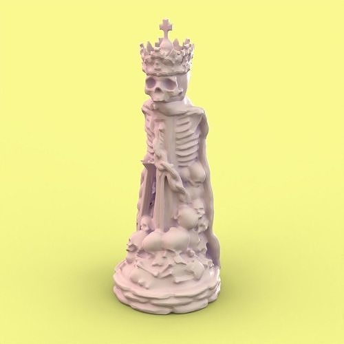 skull king chess piece figure sculpture statue printable blender chesspiece decor decorative toy boardgame tabletop games toys game accessories 3D print model - Mito3D