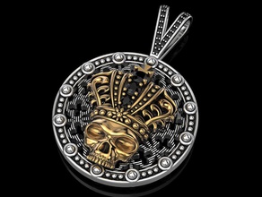 skull king jewelry pendant man print 3dprinted jewellery printable design jewel golden fashion printabl printing gold prototyping silver biker pendants 3d print model - Mito3D
