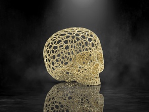 skull lattice voroni art head skeleton sculpture abstract anatomy body statue science deco geometric gold bronze skulls filigree halloween sculptures 3d print model - Mito3D