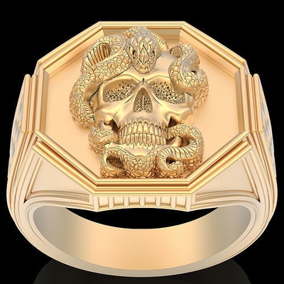 skull man ring silver gold printable jewelry jewelri jewellery symbol 3d model design trend fashion fantasystatue sculpture statue rings rolex 3d print model - Mito3D