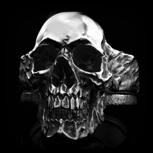 cráneo medio anillo papada calavera plata joyería joya imprimible 3dprint anatómico gemelos rock escultura ststue personaje antiguo arte roca colgante pendiente pendientes espárragos anillos 3d print model - Mito3D