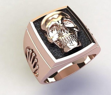 skull men ring menring diamond gold silver bracelet jewel jewelry earring luxury printable pendant necklace design rings 3d print model - Mito3D