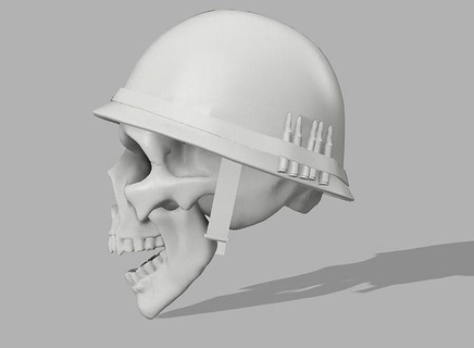 Schädel Militär Helm Schädel Calavera Militar Kopf Helm casco Guerra Krieg Kunst Skulpturen 3d print model - Mito3D