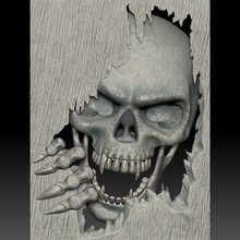 Schädel monster bas-relief stl-Datei cnc-3d-Druck Kunst beängstigend Kreatur horror Gesicht die Erleichterung cnc router portrait Skelett Teufelskreis halloween Graveur Skulpturen 3d print model - Mito3D