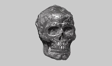cranio ornamento 10 3d stampa modello anatomia orrore arte sculture testa statua tomba halloween scheletrico sistema ossatura lapide denti squillare 3d print model - Mito3D